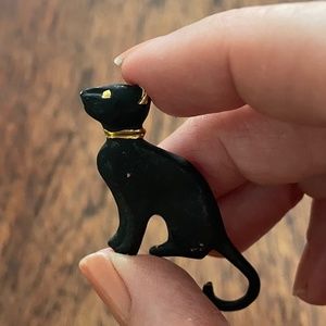 Vintage Black Cat Pin Brooch